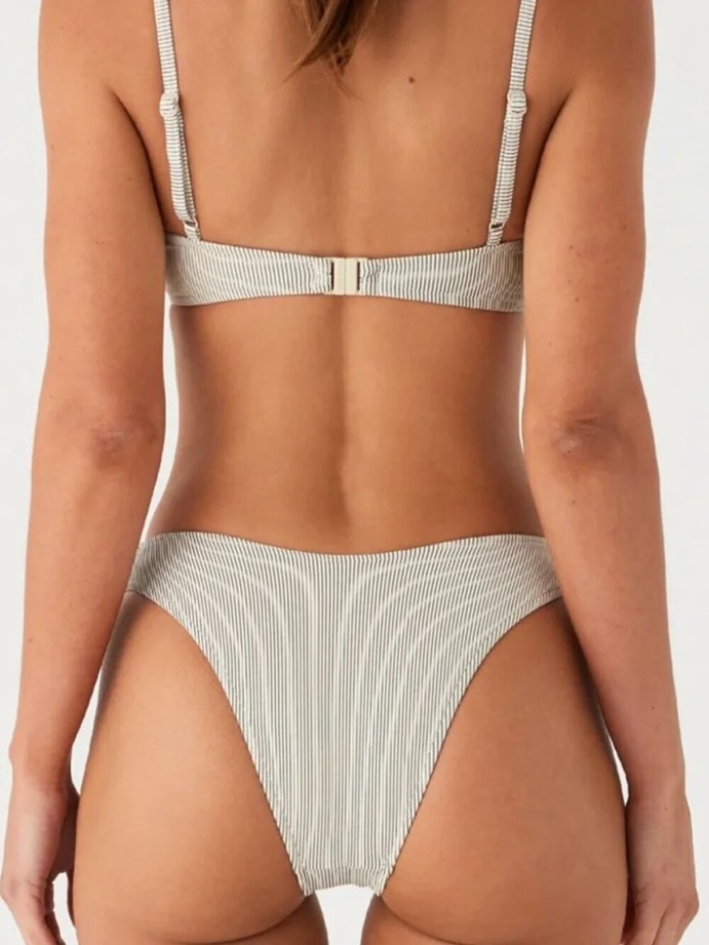 Zulu & Zephyr Black & Cream Ribbed Swimsuit — US 8